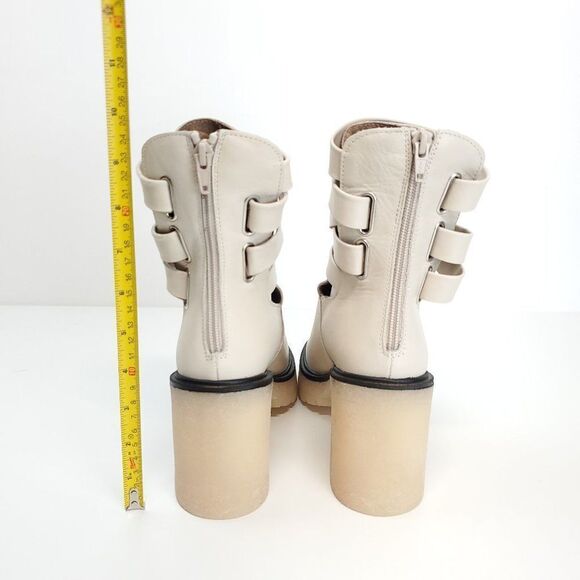 Free People Jesse Cutout Heeled Boots Leather Lugged Sole Ankle Boots Size 39 - Picture 10 of 13